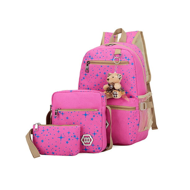 3Pcs SET Women bag Backpack Girl School Shoulder Bag Rucksack Canvas Travel bags